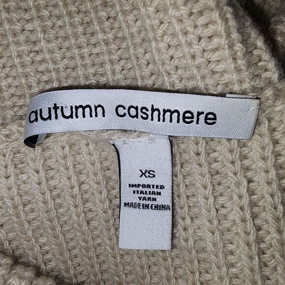 Autumn Cashmere Beige Wool Cashmere Blend Oversized Turtleneck Sweater Size XS - Picture 4 of 9